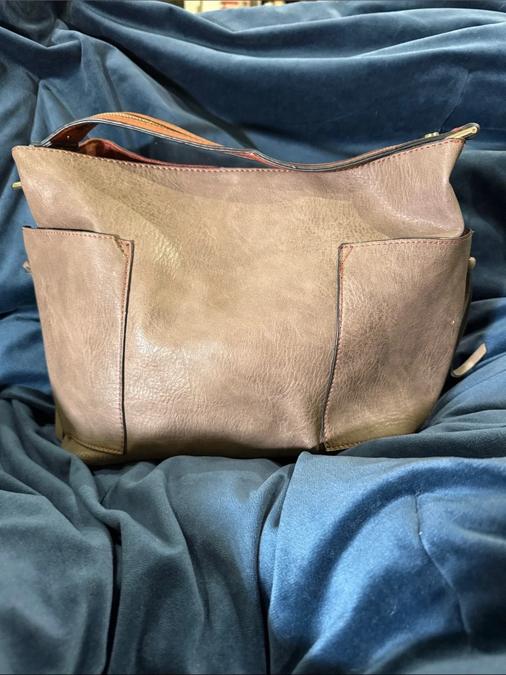 Steve Madden two toned Leather Shoulder Bag with Front Pockets
